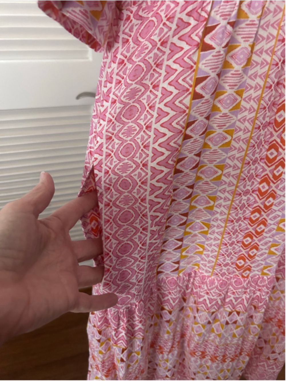 Xirena Billie Dress M Pink Geometric Block Print Cotton Babydoll Mini - Picture 8 of 12